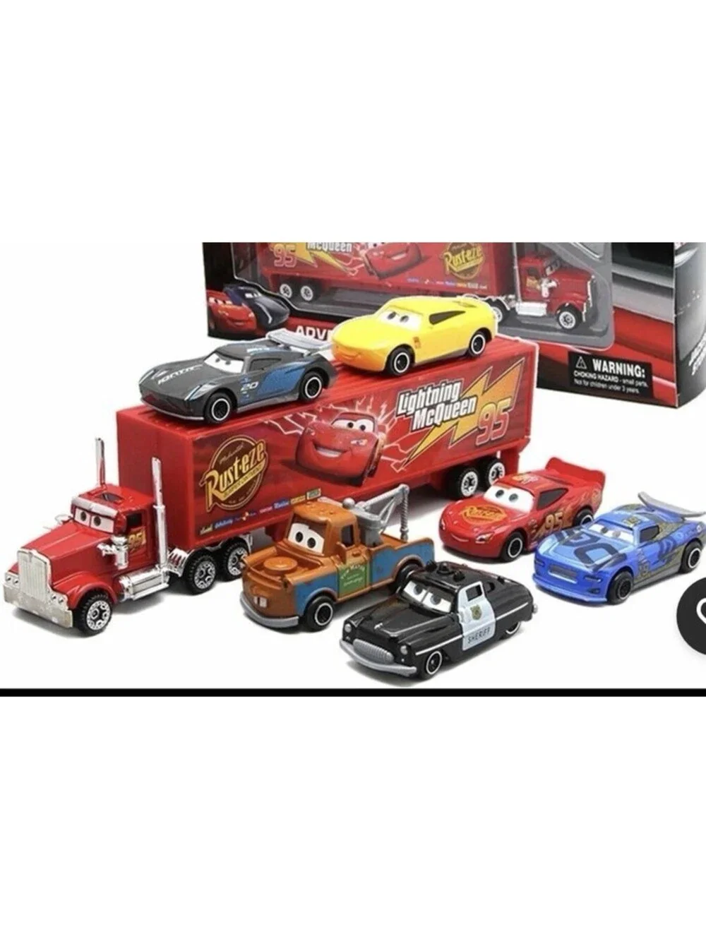 7PCS Disney Pixar Cars Lightning McQueen Jackson Storm Mack Truck Diecast USA